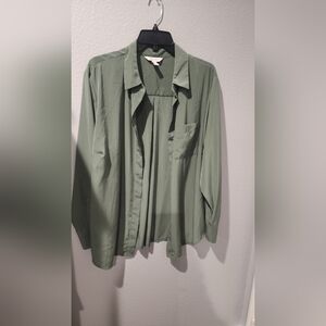 Nine West Women's Olive Button Down Shirt